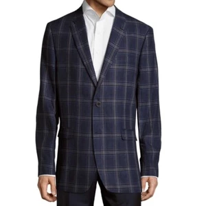 Tommy Hilfiger 135013 Mens 'Ethan" Grey/Navy Plaid Window Blazer Jacket sz. 38R - Picture 1 of 2