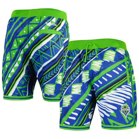 Men's Mitchell & Ness Blue Seattle Sounders FC Tribal Fashion Shorts Cover