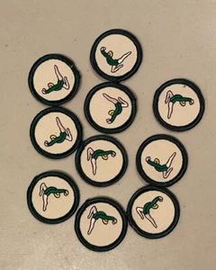 Junior Girl Scout Gymnastics Patch BADGE Round Green Ivory Sew On Scouts - Picture 1 of 1