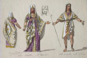 EUGENE LACOSTE AQUARELL PROJEKTE KOSTÜME LE DELUGE CHATELET 1865 - Bild 1 von 6