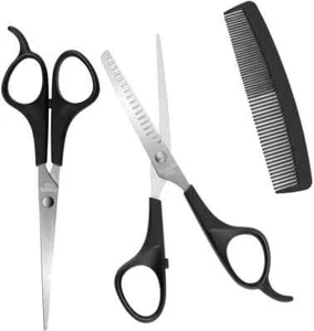 HAIRDRESSING SET SCISSORS & COMB SALON BARBERS MEN WOMEN CUT 3PC HAIR STYLING - Picture 1 of 10