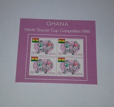 GHANA WORLD SOCCER CUP COMPETITION 1966 MINISHEET 4 STAMPS 60P IMPERFORATED