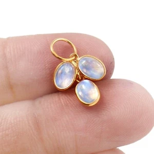 Rainbow Moonstone Gold Charm -18k Solid Gold Handmade charm for Necklace R039 - Picture 1 of 2