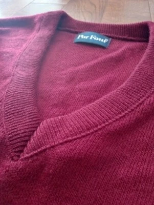 'Par Four' Men's Acrylic Knit Pullover V-Neck Sweater, Size M, Maroon/Red - Image 1 of 4