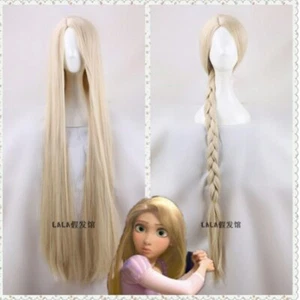 120cm Prinzessin Rapunzel Perücke Lange blonde glatte Haare Perücke - Bild 1 von 11