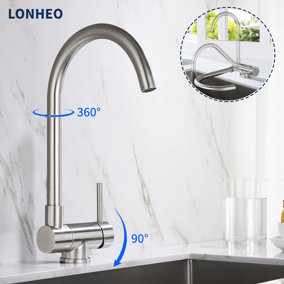 LONHEO MAX 360° Vorfenster Küchenarmatur Klappbar Wasserhahn Unterfenster Spültischarmatur