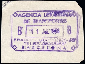 España - Recadero - 1956 - Tampón "Agencia Levantina de Transportes - Barcelona" - Imagen 1 de 1
