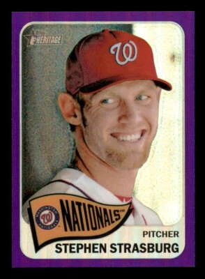2014 Topps Heritage Chrome Purple Refractor #470 Stephen Strasburg Nationals z - Image 1 of 2