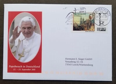 [SJ] Germany Pope Benedict XVI Visit Freiburg 2011 Church (FDC) *addressed - Image 1 of 4