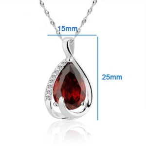 18k gold plated necklace & pendant set red swarovski gemstone ! Gift & Jewelr - Picture 1 of 1