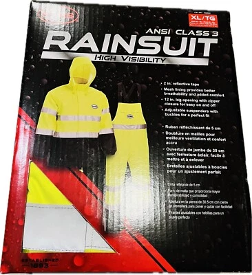 Traje de Lluvia Boss ANSI Clase 3 HI-VIS XL Traje de Seguridad Alta Visibilidad (chaqueta + pantalones) Nuevo en Caja Foto 1 de 3