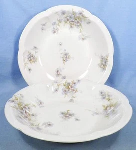 2 Theodore Haviland Soup Bowls Schleiger 162 125 Blue White Flowers Antique - Picture 1 of 7