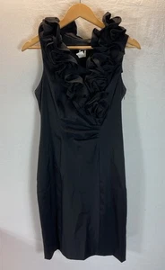 Xscape Women's Evening formal Ruffled Cocktail Dress Size 12 Black taffeta - Picture 1 of 10