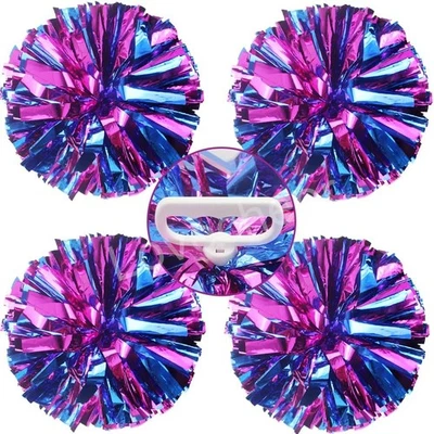 Lovecheer 4PCS Pom Poms Cheerleading with Handle 12 inch, Hot Pink and Blue  - Image 1 of 4