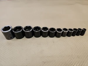 Snap On 212IMFYA 12pc 3/8 Drive 6-Point SAE Shallow Impact Socket Set 1" - 5/16" - Picture 1 of 8
