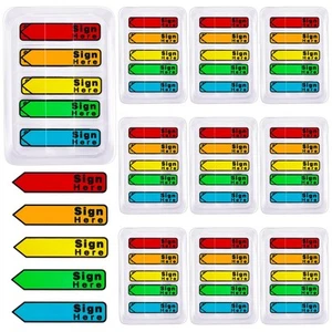 Confezione 10 1000 Pezzi Insegna Qui Data Schede Insegna Qui Data Adesivi Bandiere Per favore... - Foto 1 di 6