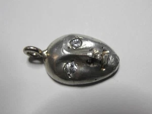 Modernist Vintage Sterling Silver Necklace Pendant Art Bust Face Sculpture CZ - Picture 1 of 6