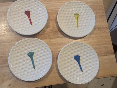 Juego de 4 platos de cerámica de pelota y camiseta de golf - 6,5 pulgadas 2005 Boston Warehouse Foto 1 de 4