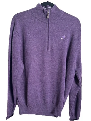 Donald Ross Mens Sweater Lambswool Purple Witch Broomstick Stanwich Club Sz M - Image 1 of 4