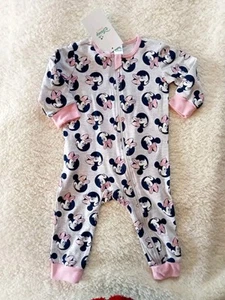 MUNNIE MOUSE DISNEY LICENCED 6-12 MTHS ROMPER WINTER - Picture 1 of 5