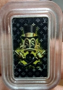 Disney Scrooge McDuck Golden Touch Louis V L.V. 1/10th oz .999 Silver Color Bar - Picture 1 of 3