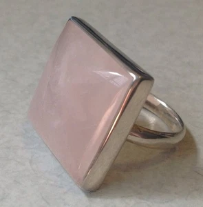 Beautiful Sterling Silver Ring 20mm Rose Quartz, sizes 7, 8, & 9, Konder #511 - Picture 1 of 4