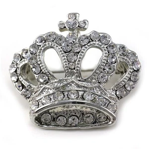 Bridal Princess Cross Crown Tiara Brooch Pin White Clear For Pendant Necklace - Picture 1 of 1