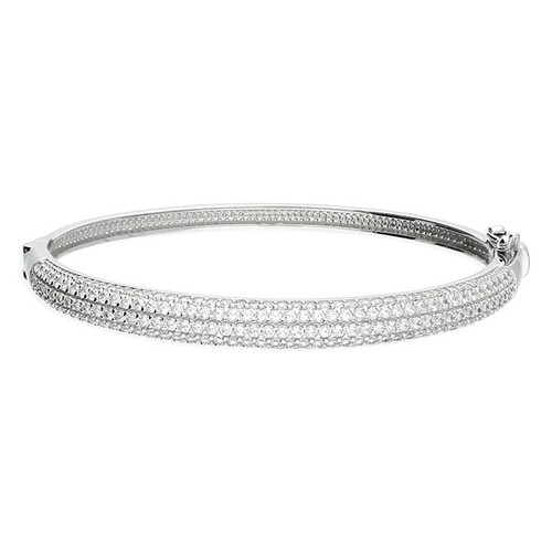 VALENTINO Bracciale Pave Cerniera Zircone Argento Sterling 925 Punzonato Made in British
