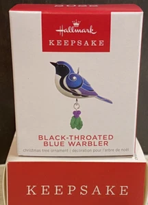 HALLMARK 2022 BLACK-THROATED BLUE WARBLER BIRD MINIATURE ORNAMENT - Picture 1 of 3