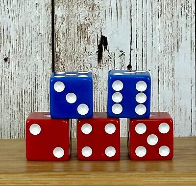 2015 Risk Board Game Replacement Pieces Parts All 5 Dice Blue And Red - Image 1 of 4