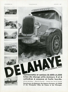 "DELAHAYE" Annonce originale entoilée L'ILLUSTRATION 28/11/1931  31x41cm - Bild 1 von 1