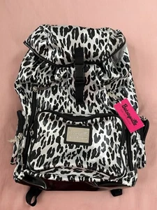 Betsey Johnson Betseyville Backpack Black Silver Leopard Print Large With Tags - Foto 1 di 9