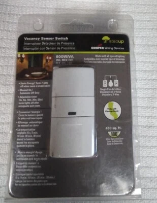 Cooper Wiring Devices Vacancy Sensor Switch 600W/VA 450 Sq Ft - Image 1 of 3