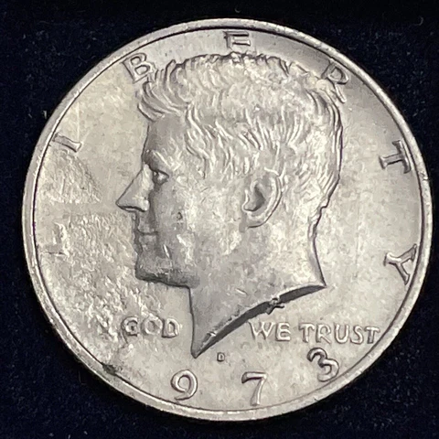 1973 D Kennedy Half Dollar 50c ERROR - Struck Through Grease #34613 Cover