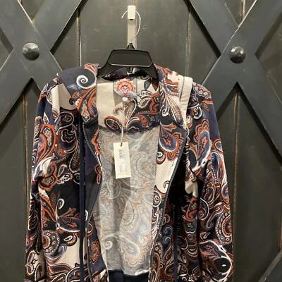NUEVO CON ETIQUETAS Johnny Was Fall Paisley Moderna Sudadera con Capucha Geométrica Elastizada Algodón Talla M Foto 1 de 4