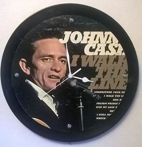 Johnny Cash I walk the Line Albumuhr 11,5" rund batteriebetrieben - Bild 1 von 7