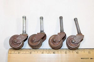 Antique Victorian Era 4 Vintage Metal Caster Furniture Wheels B2-5 - Picture 1 of 4