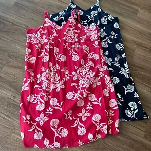 Ulla Popken 24/26 set of 2 cotton Hawaiian maxi dresses pink and navy. - Picture 1 of 9