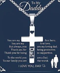 Silver Cross Necklace Dad Necklace Stainless Steel 24 Inch Comes Gift Boxed 833 - Picture 1 of 5