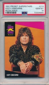 1991 PROSET SUPERSTARS MUSICCARDS OZZY OSBOURNE #214 PSA 10 GEM MINT