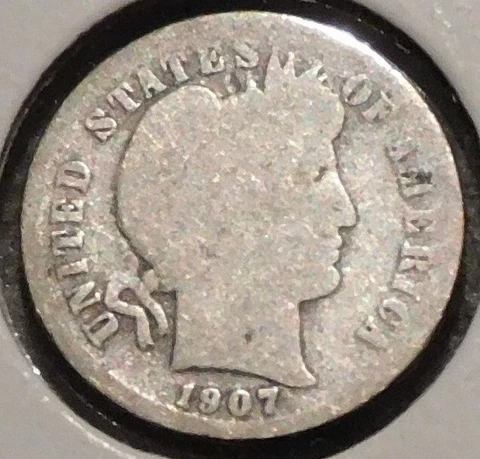 Silver Dime - Barber - 1907 - $1 Unlimited Shipping Cover