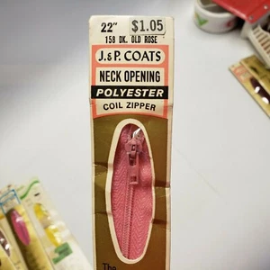 J & P Coats Vintage 22" Polyester Coil Zipper Flexible Mauve Rose Pink USA MADE - Picture 1 of 4