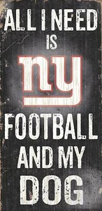 Insegna Fan Creations New York Giants Football e il mio cane, multicolore NUOVA - Foto 1 di 3