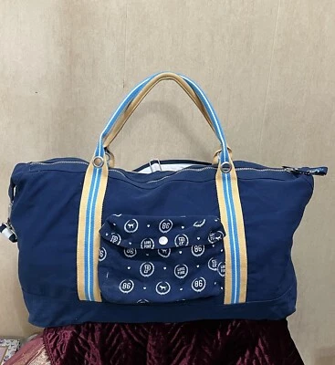 BOLSO DE FIN DE SEMANA VINTAGE VICTORIA SECRET ROSA 86 GRANDE JUMBO LONA AZUL MARINO Foto 1 de 4