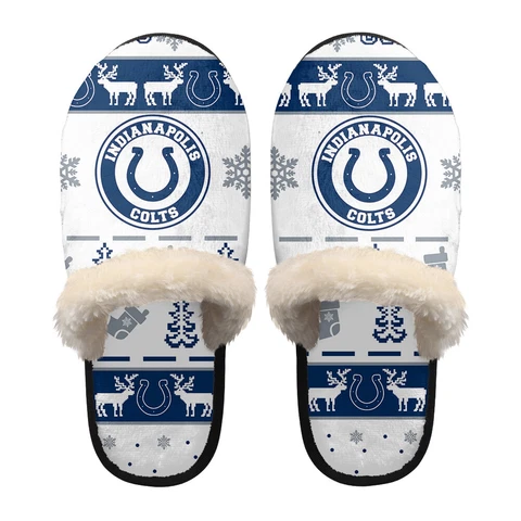 Indianapolis Colts Christmas Plush Slippers Warm Soft Non-Slip House Slippers Cover