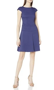 Vestido para mujer Lark & Ro manga gorra cuello redondo cosido calce y acampanado talla 8 púrpura - Imagen 1 de 8