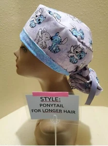 Stitch and Angel Women's Ponytail Surgical Scrub Hat/Cap Handmade - Picture 1 of 8