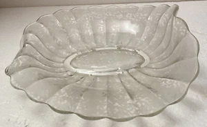 Vintage Fenton Crystal Etched Ming Cornucopia Tulip Console Bowl - Picture 1 of 7