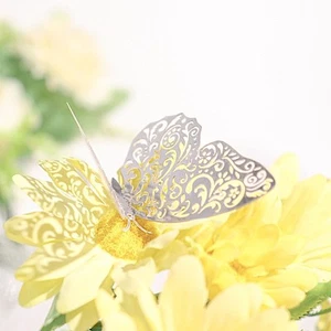 12 SILVER 3D Butterfly WALL Decals Removable DIY STICKERS Events Decorations - Picture 1 of 8
