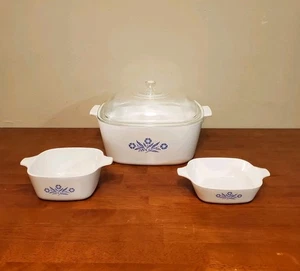 Vintage Corning Ware Lot Casserole 4 QT Blue Cornflower P-84-B P-41-B P-43-B - Picture 1 of 14